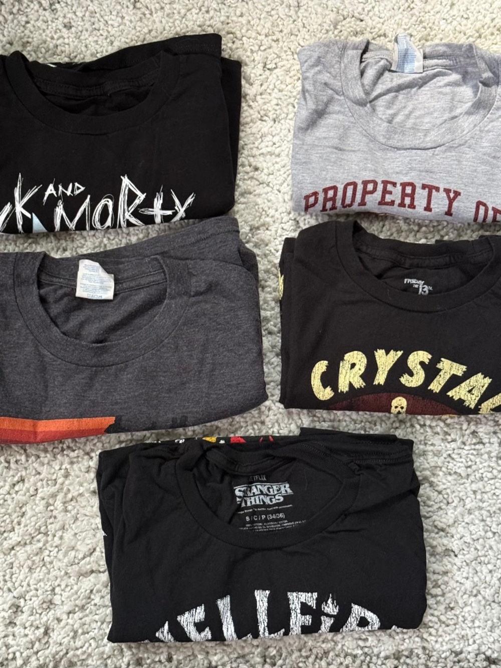 Lot of 5 Graphic T-Shirts Size Small Horror Stranger Things Rick and Morty
